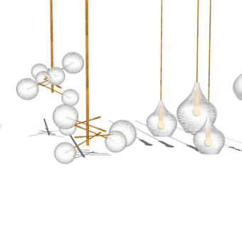 现代玻璃吊灯su模型
