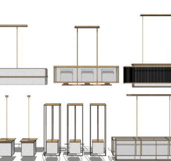 现代玻璃吊灯su模型
