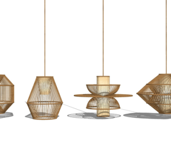 现代金属吊灯su模型