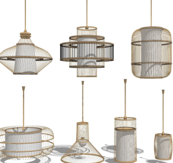 现代金属吊灯su模型