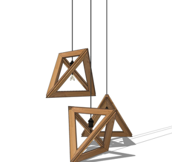 现代木质吊灯su模型