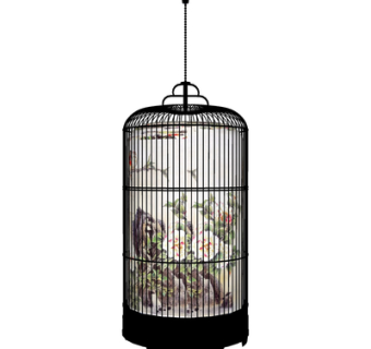 新中式金属灯笼吊灯su模型