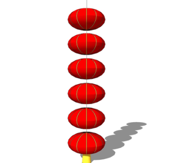 新中式灯笼吊灯su模型