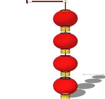 新中式灯笼吊灯su模型