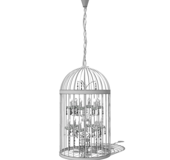 现代金属鸟笼吊灯su模型