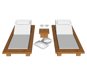 现代实木躺椅su模型