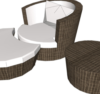 现代藤编休闲沙发su模型