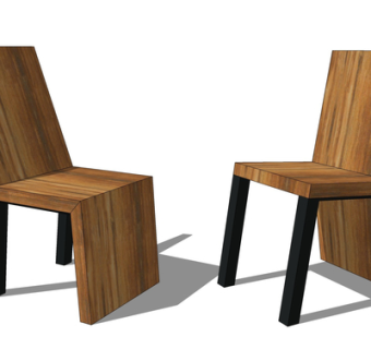 现代实木单椅su模型