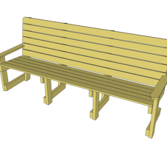 现代实木长椅su模型