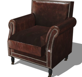 现代皮革单人沙发su模型