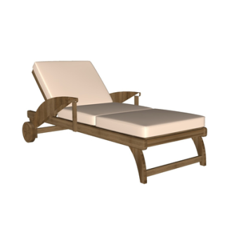 现代实木躺椅su模型