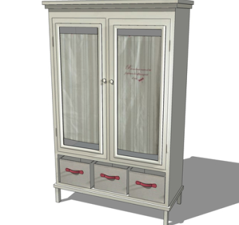 现代实木衣柜su模型