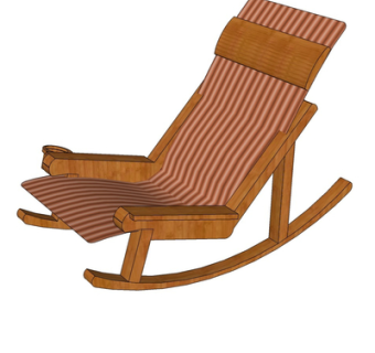 现代实木躺椅su模型