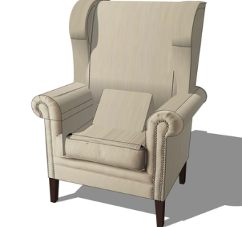 现代布艺单人沙发su模型