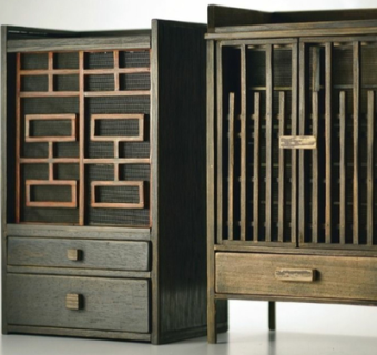 新中式实木衣柜su模型