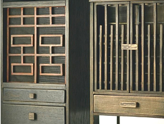 新中式实木衣柜su模型