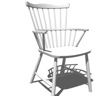 现代实木单椅su模型