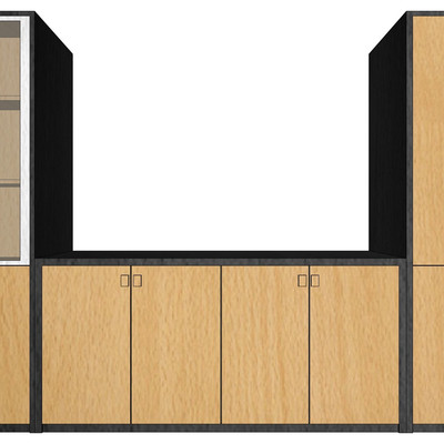 现代实木装饰柜su模型