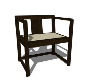 新中式实木单椅su模型