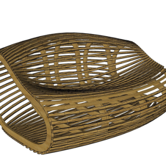 现代竹编休闲椅su模型