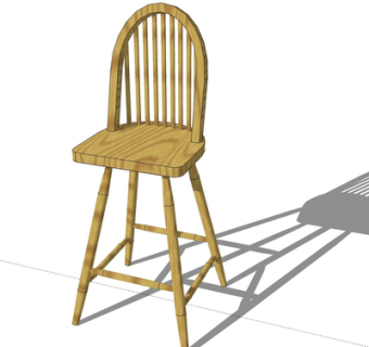 现代实木单椅su模型