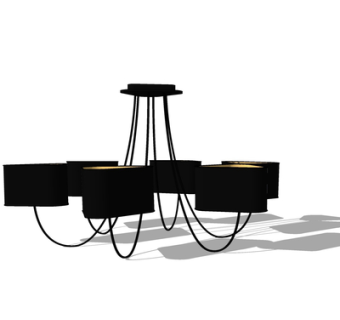 现代金属多头吊灯su模型