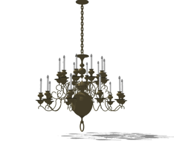 欧式金属烛台吊灯su模型