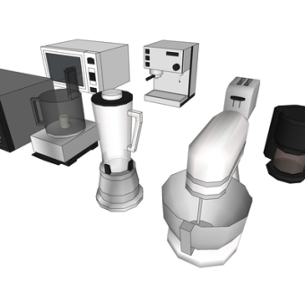 现代微波炉咖啡机su模型