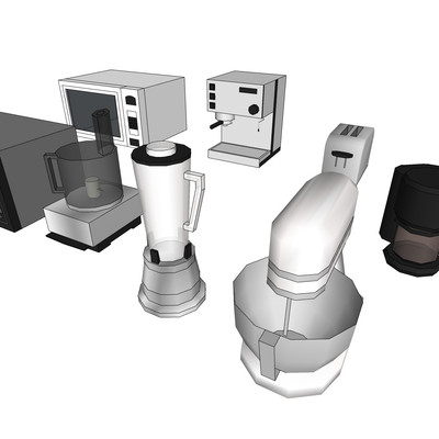 现代微波炉咖啡机su模型
