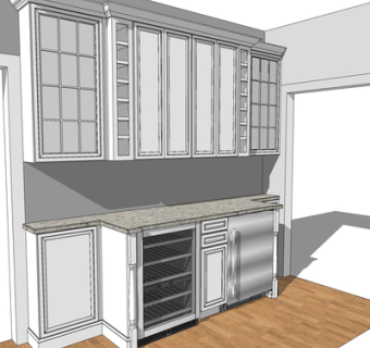 简欧实木橱柜su模型