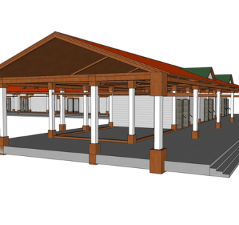 现代实木廊架su模型