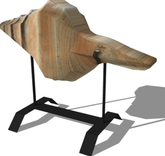 现代实木雕塑摆件su模型