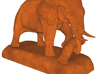 现代木雕大象摆件su模型