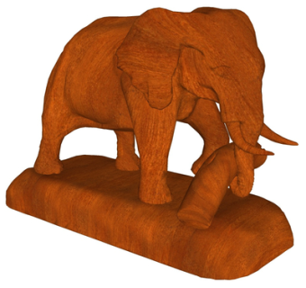 现代木雕大象摆件su模型