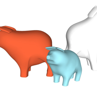 现代陶猪摆件su模型