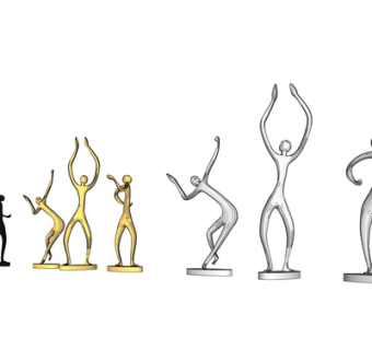 现代金属小人摆件su模型