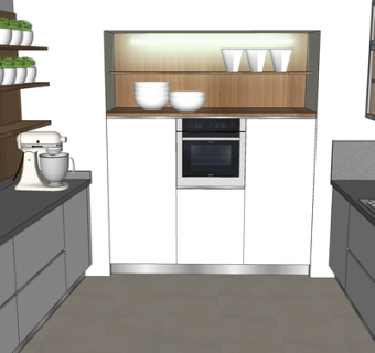 现代实木橱柜su模型