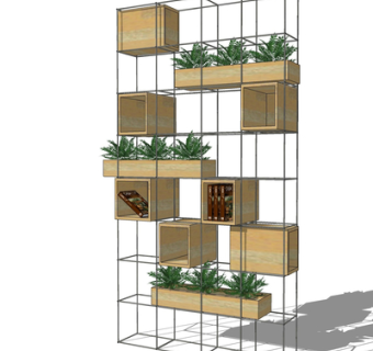 现代绿植架su模型
