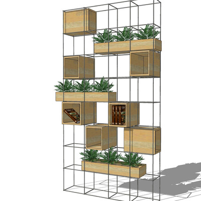 现代绿植架su模型