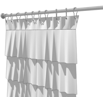 现代布艺窗帘su模型