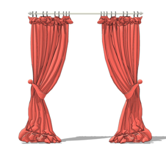 现代布艺窗帘su模型