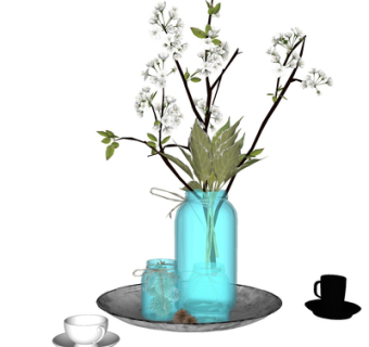 现代玻璃花瓶花卉su模型