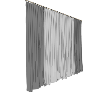 现代布艺窗帘su模型