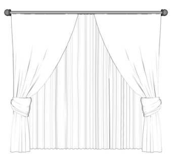 现代布艺窗帘su模型