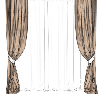 现代布艺窗帘su模型