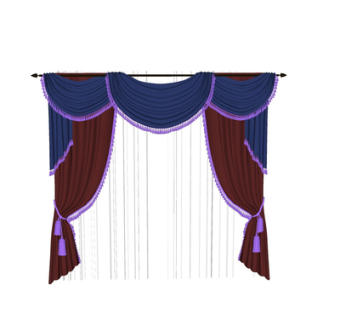 现代布艺窗帘su模型