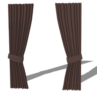 现代布艺窗帘su模型