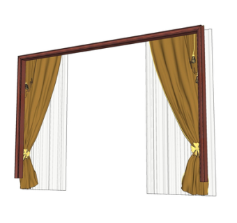 现代布艺窗帘su模型