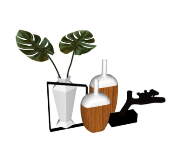 现代花瓶花卉su模型