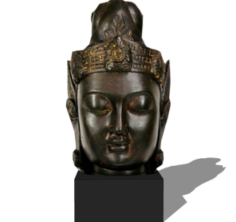 中式佛头摆件su模型